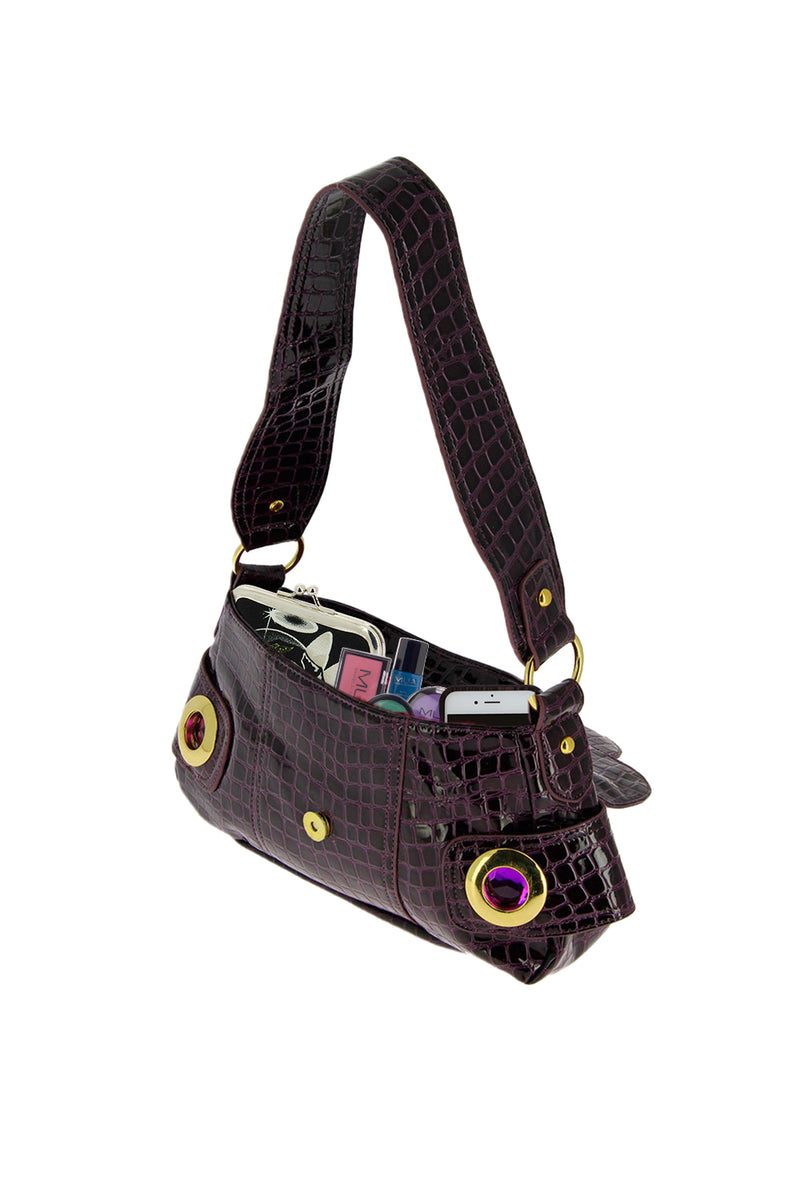Betty Boop Mock Croc Purple Evening Handbag