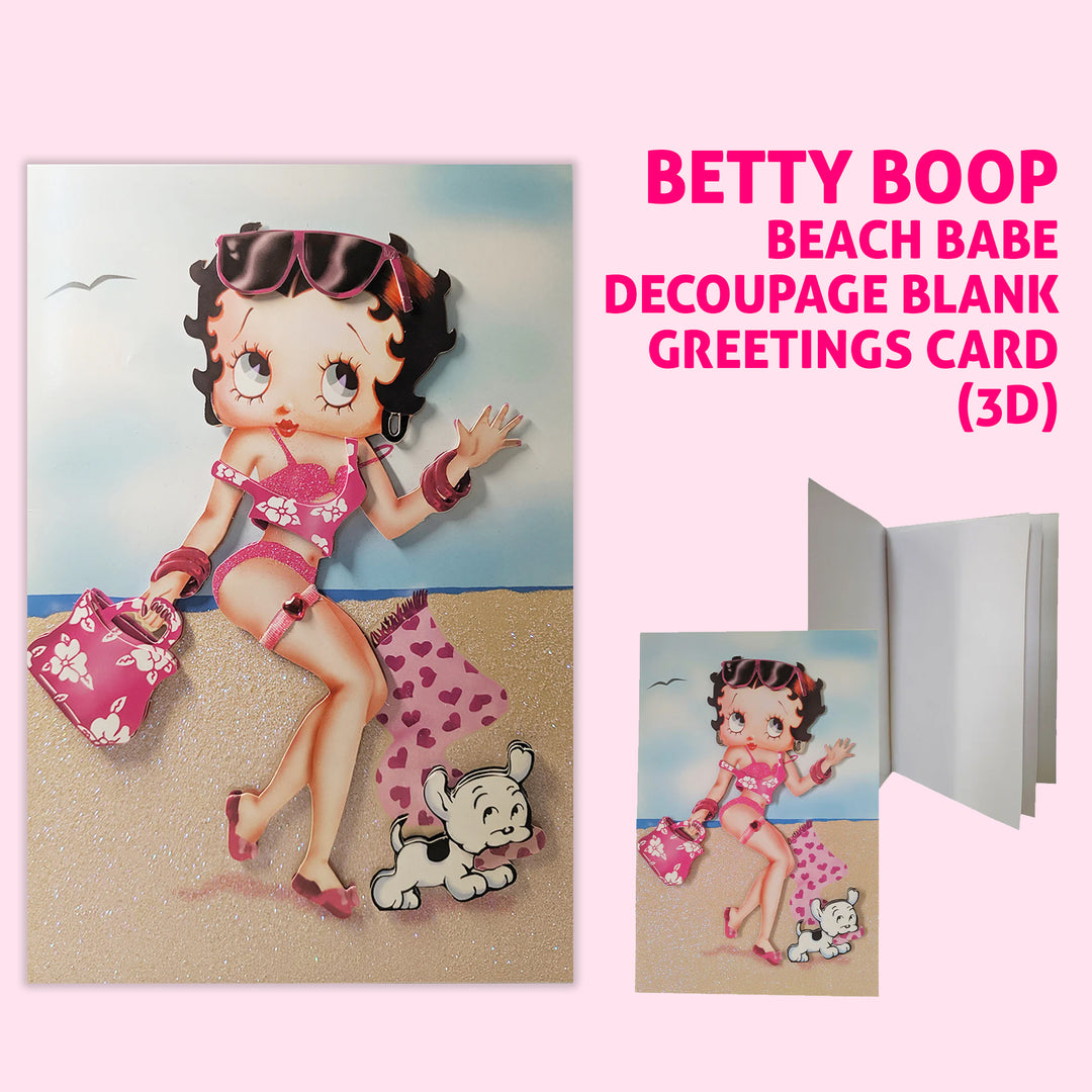 Betty Boop Beach Babe Decoupage Blank Greetings Card (3D)