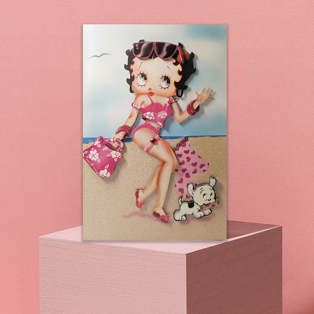 Betty Boop Beach Babe Decoupage Blank Greetings Card (3D)