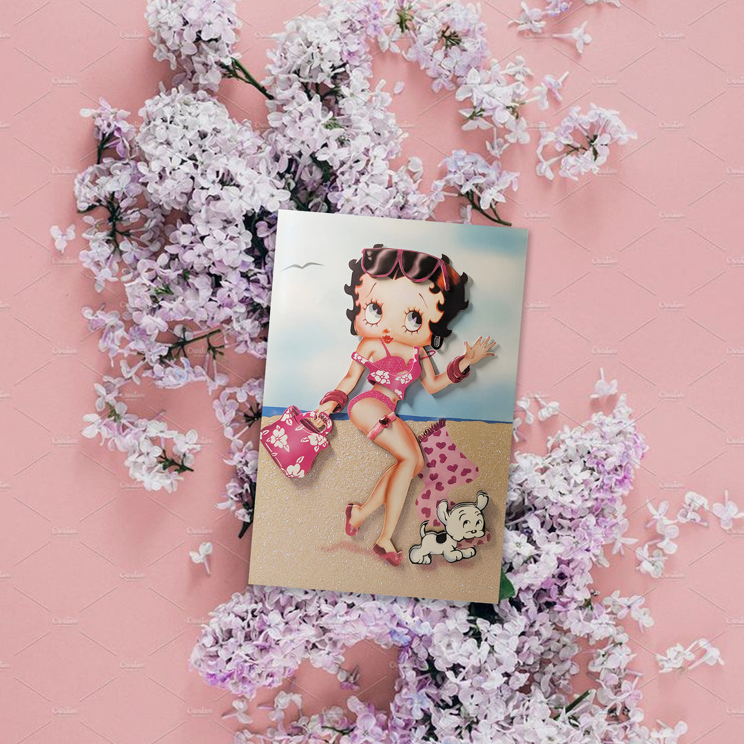 Betty Boop Beach Babe Decoupage Blank Greetings Card (3D)