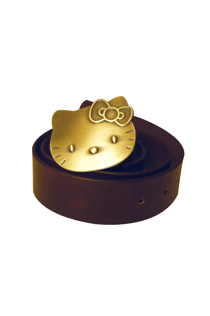 Hello Kitty PU Leather belt with Brass Oxidized Metal Buckle -Brown