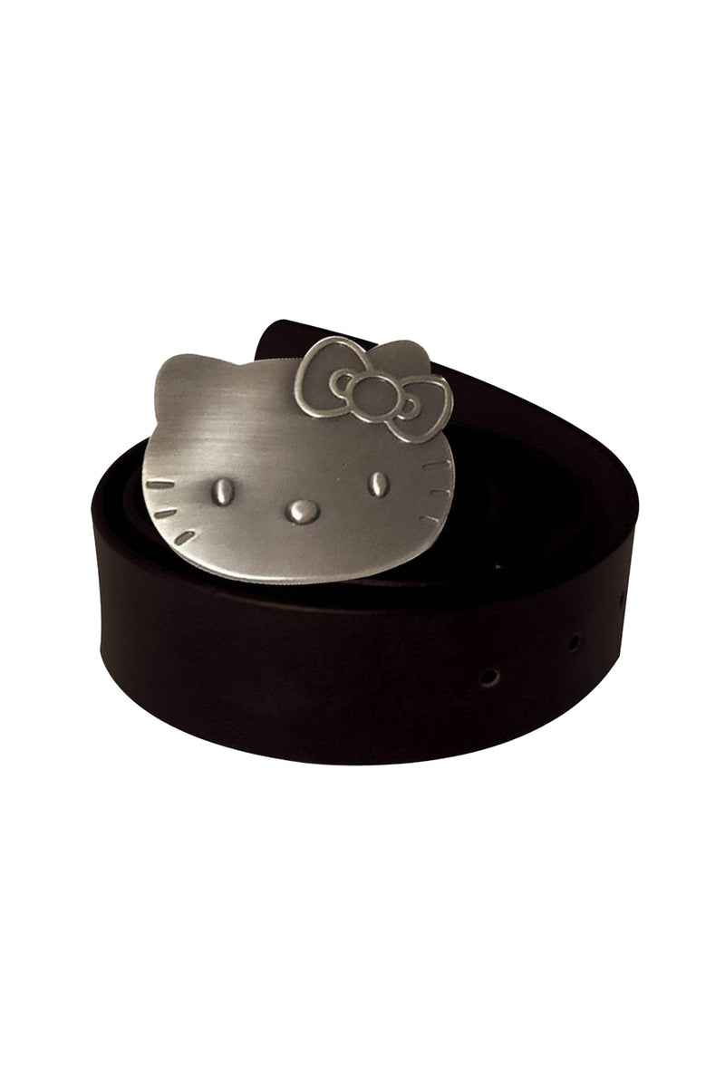 Hello Kitty PU Leather belt With Silver Oxidized Metal Buckle -Black