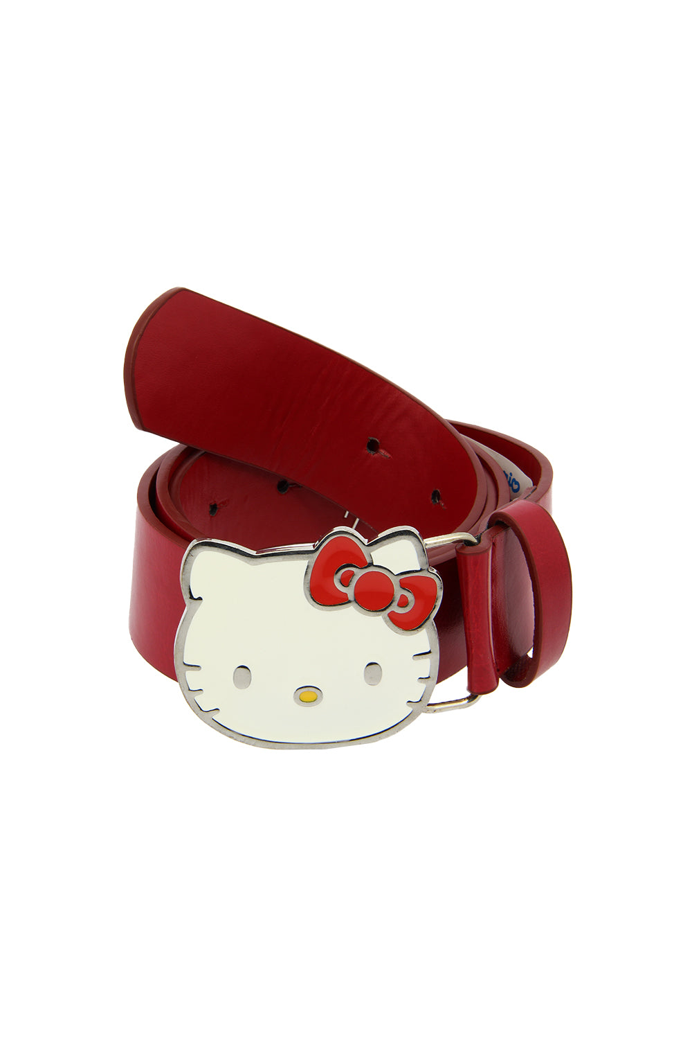 Hello Kitty PU Leather belt with White Enamel Metal Buckle - Red