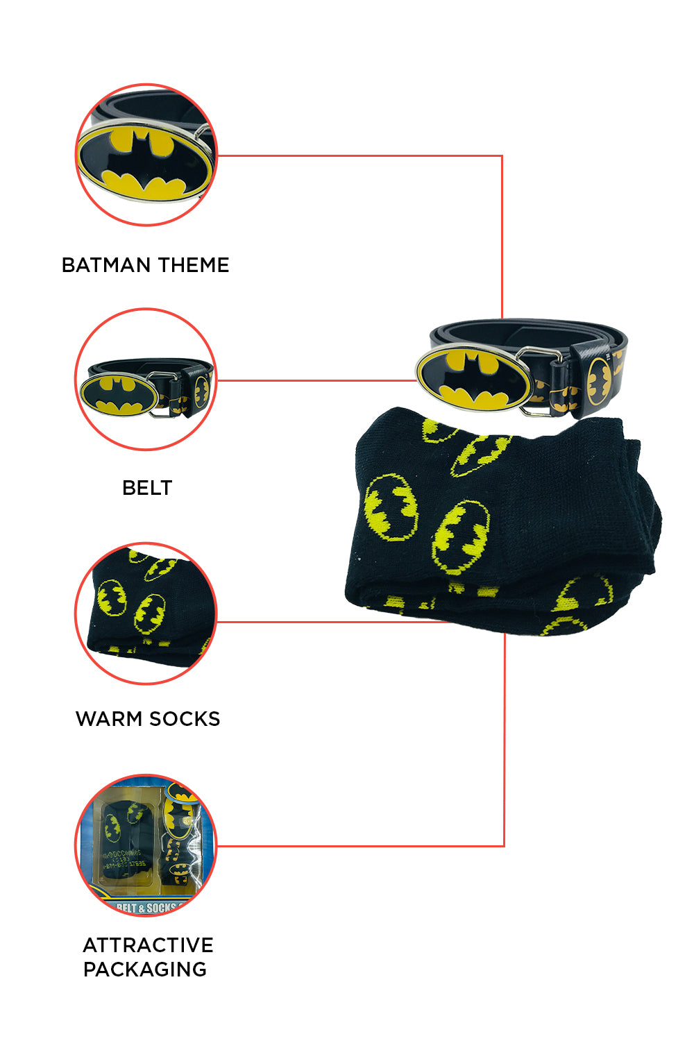 DC Batman Belt & Sock Gift Set