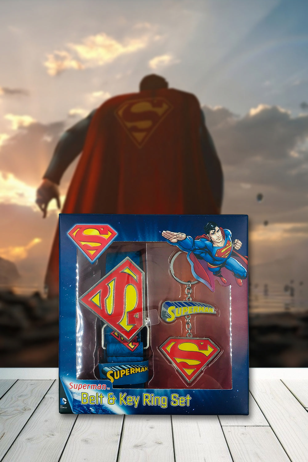 DC Superman Belt & Key Ring Gift Set