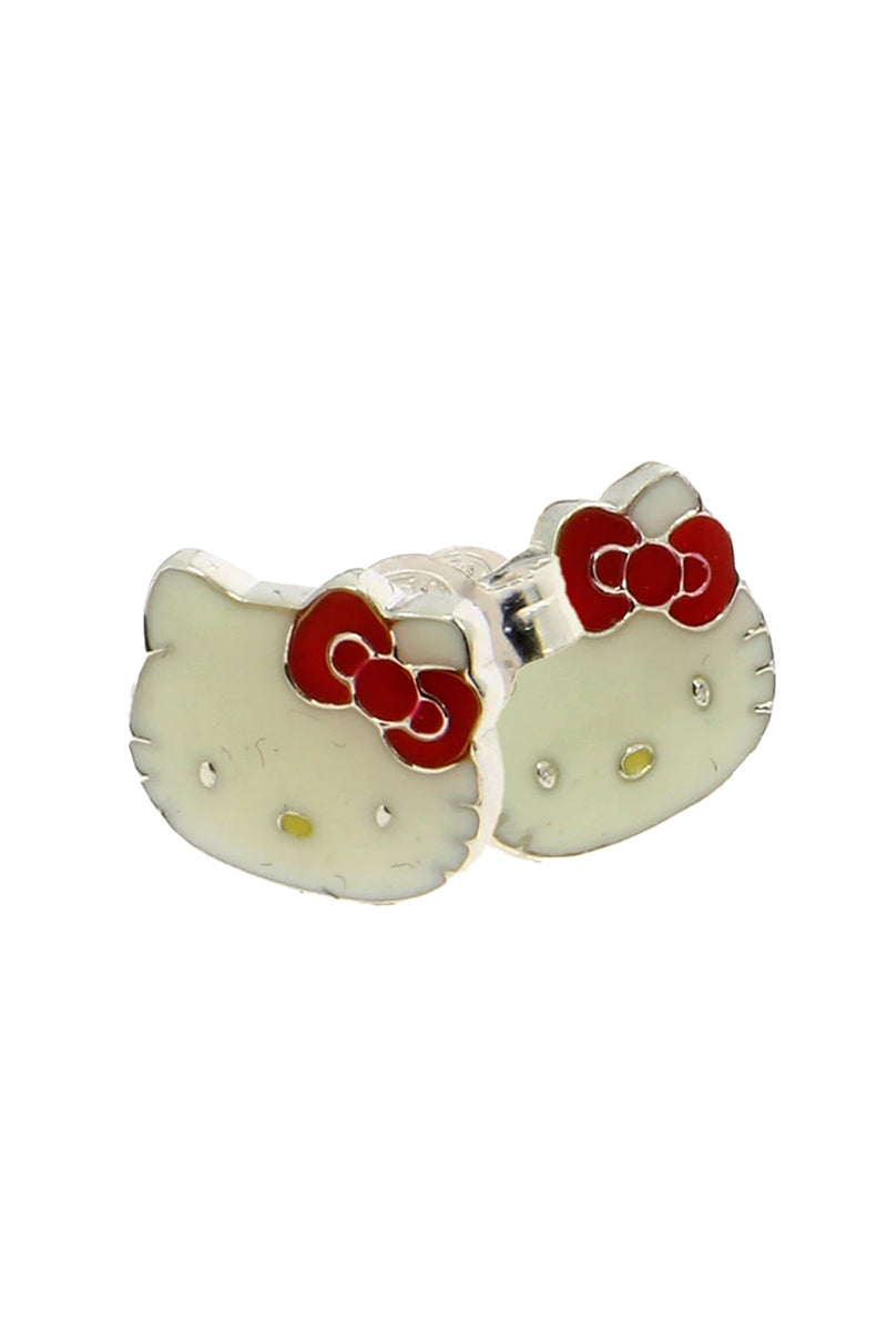 Hello Kitty 925 Original Sterling Silver Range White Enamel Earrings set