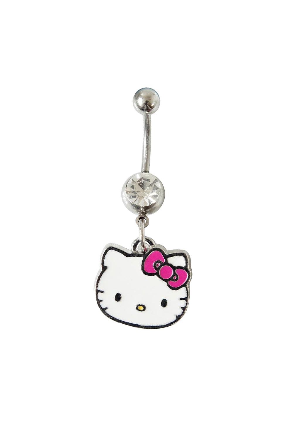 Hello Kitty White enamel belly Bar (Austrian Crystal)