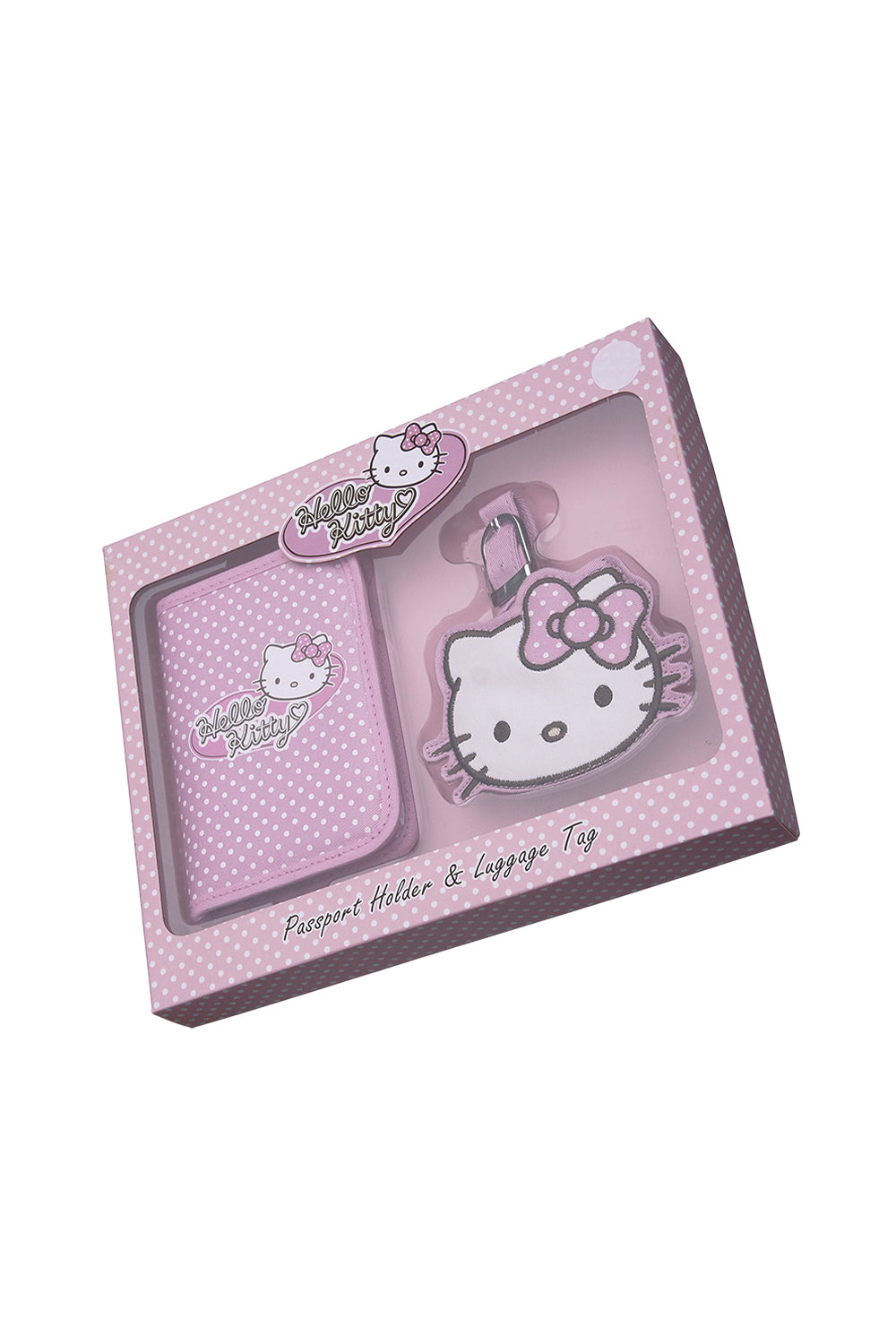 Hello Kitty Pink Passport Holder and Luggage Tag Set With Gift Box