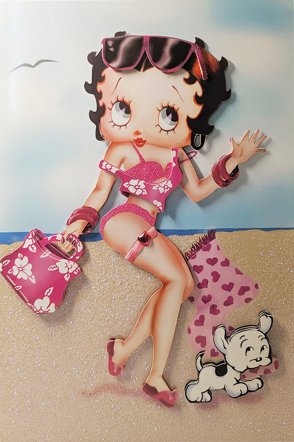 Betty Boop Beach Babe Decoupage Blank Greetings Card (3D)