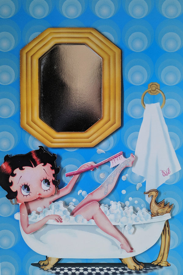 Betty Boop Bubble Bath Decoupage Blank Greetings Card (3D)