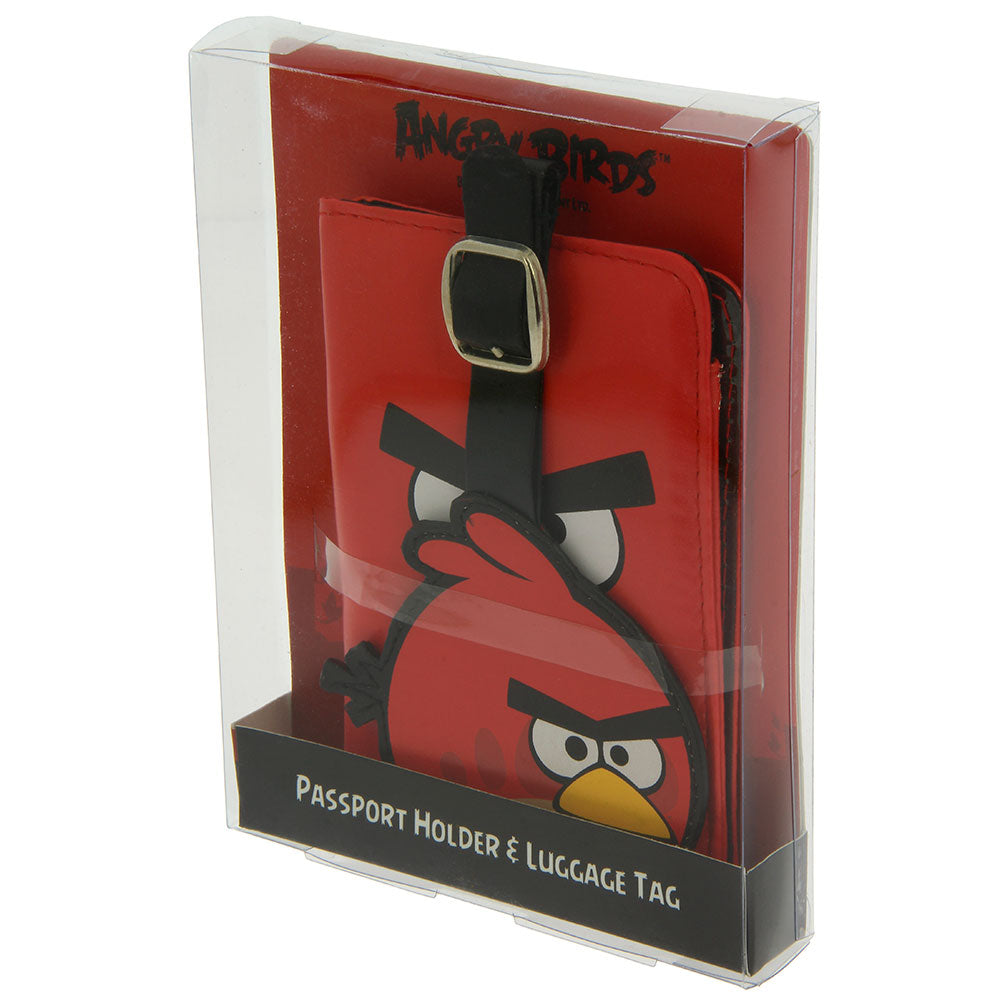 Angry Birds Passport Holder and Luggage Tag .The vinyl Luggage tag is in the shape of Red Angry Bird face on one side and other side has ID window plus adjustable strap with metal buckle side. Easy to help you spot your luggage. .Exclusively Available at Reliance Gifts www.reliancegifts.co.uk