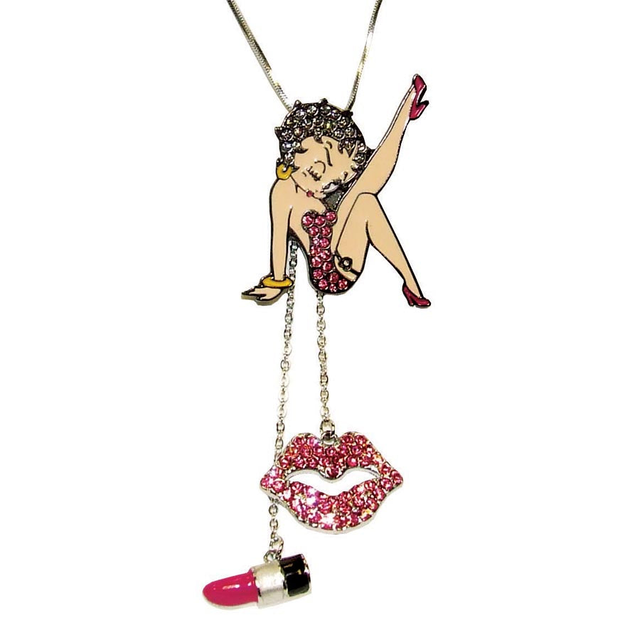 Betty Boop Stepping Out Charm with Austrian Crystals Necklace 42 cm