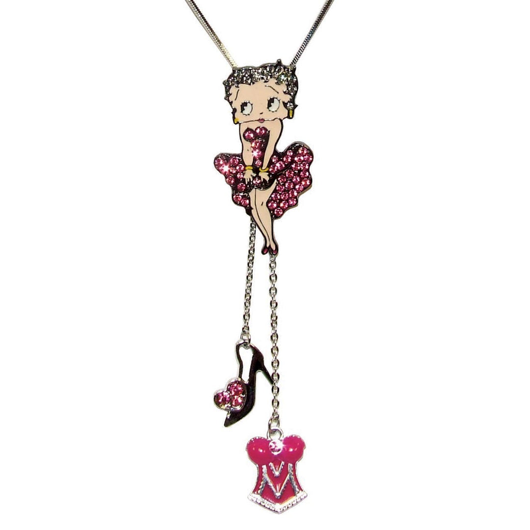 Betty Boop Cool Breeze Charm with Austrian Crystals Necklace 42 cm