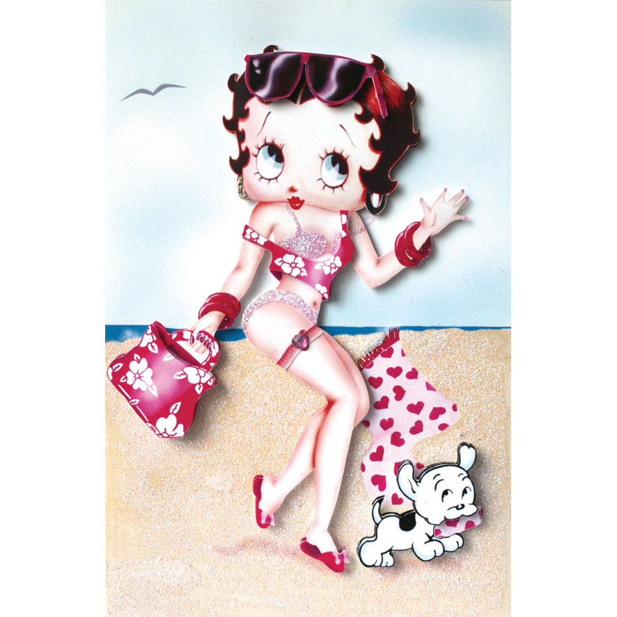 Betty Boop Beach Babe Decoupage Blank Greetings Card (3D)