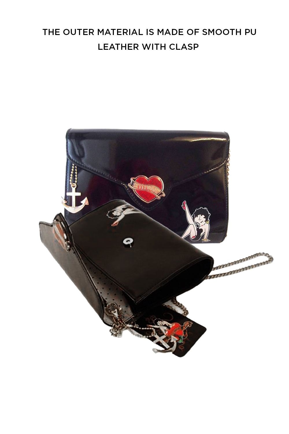 Betty Boop Black Heartbreaker clutch bag