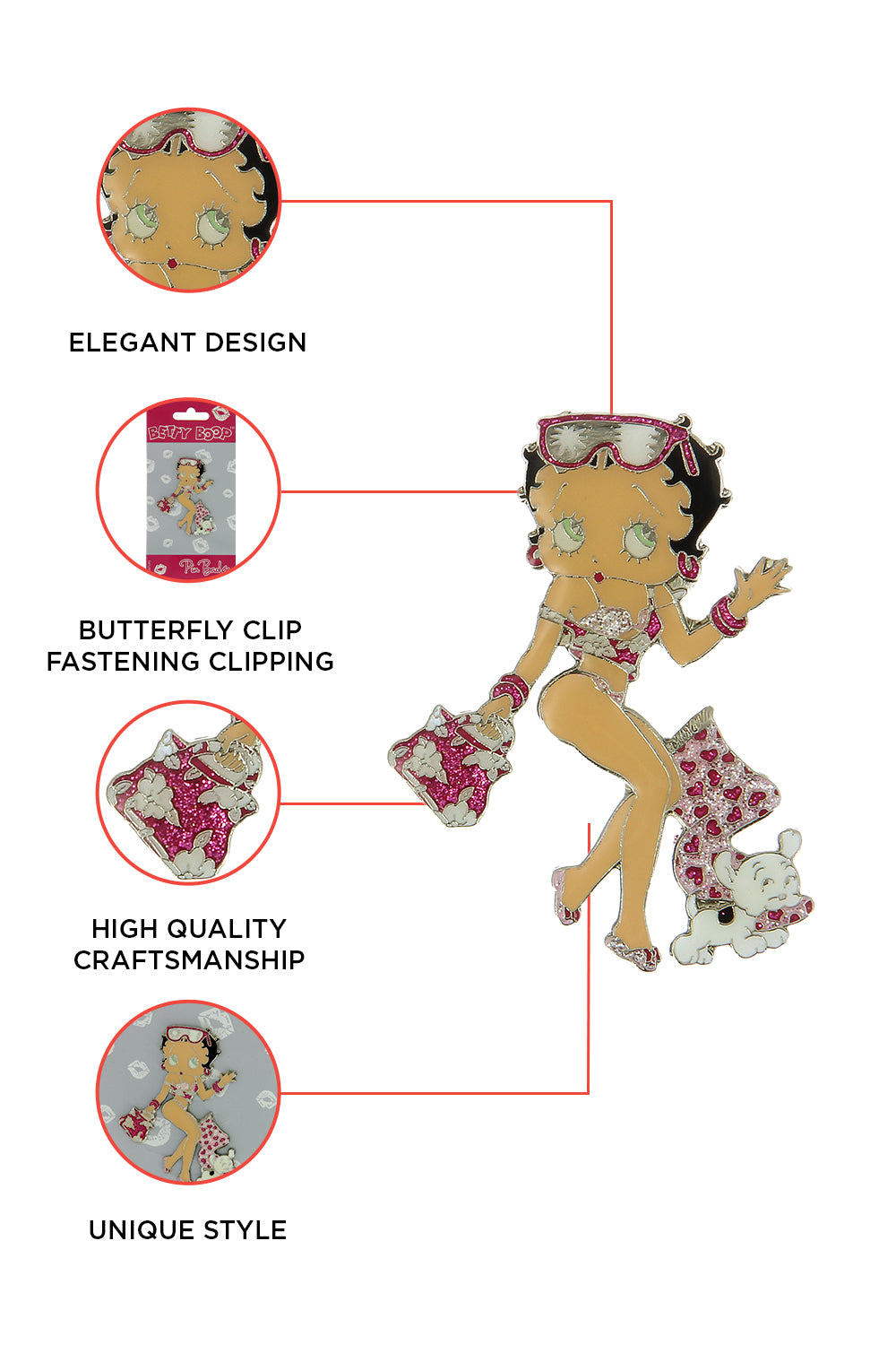 Betty Boop Lapel Pin (Beach Babe, Bubble Bath, Bunny)