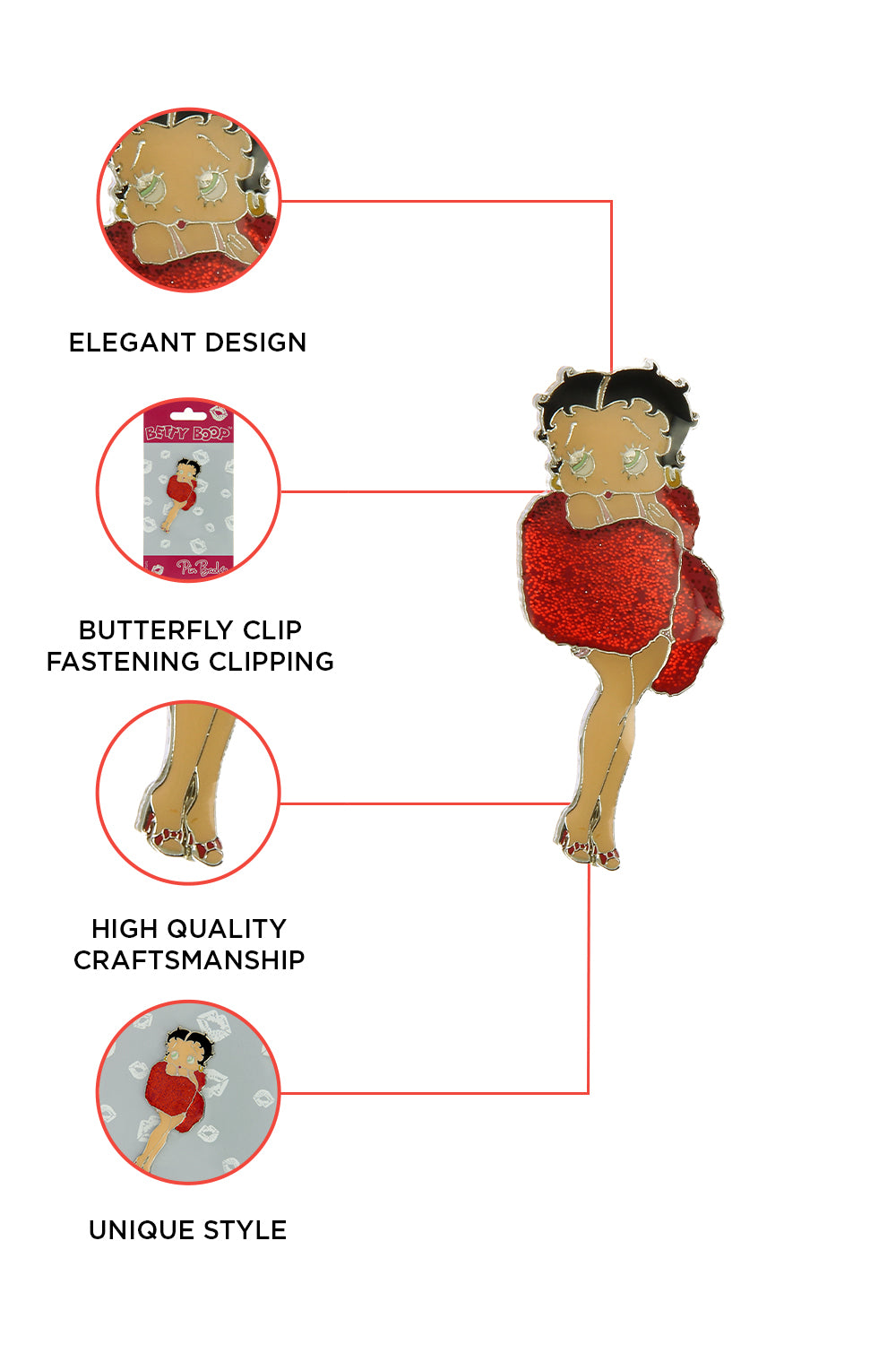 Betty Boop Lapel Pin Winter Wrap