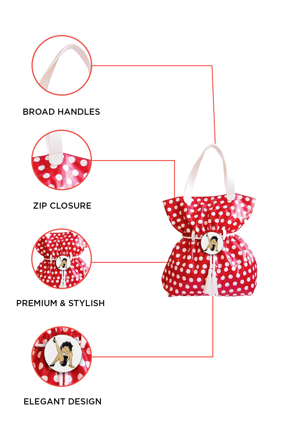 Betty Red Polka Dot Beach Bag/Betty Boop Polka Dot Deluxe Beach bag