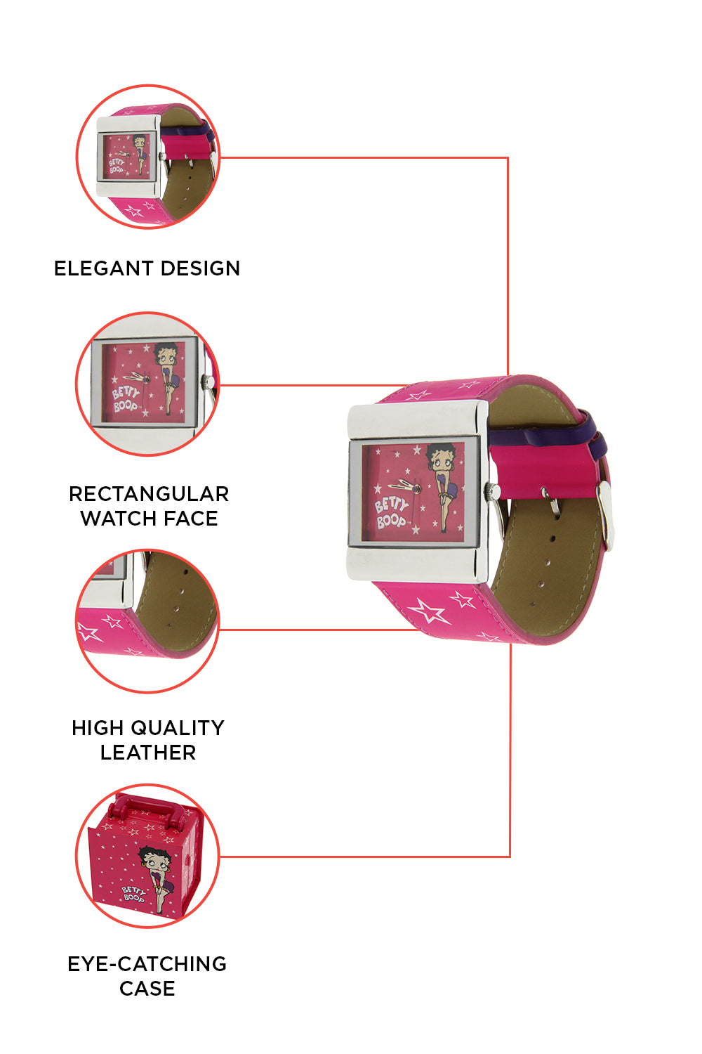 Betty Boop Star Struck Pink Watch