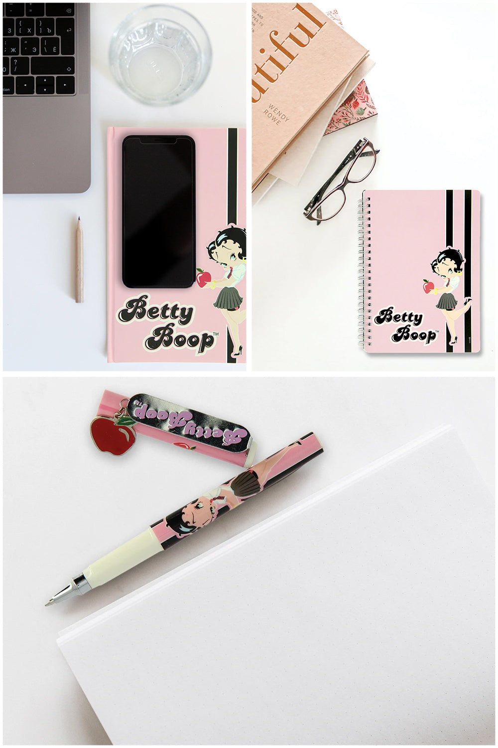 Betty Boop Schoolgirl Retro Apple Stationery Set