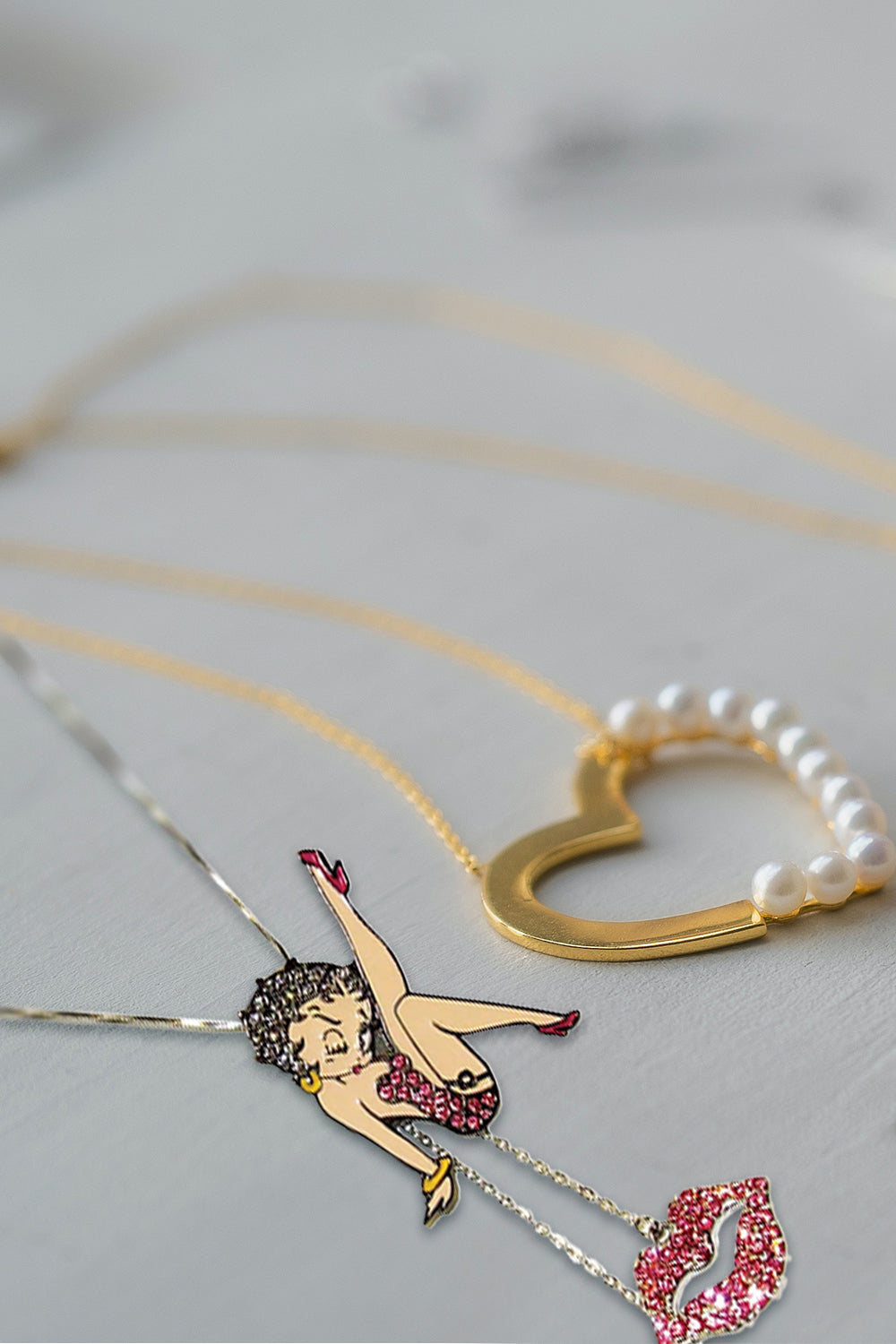 Betty Boop Stepping Out Charm with Austrian Crystals Necklace 42 cm