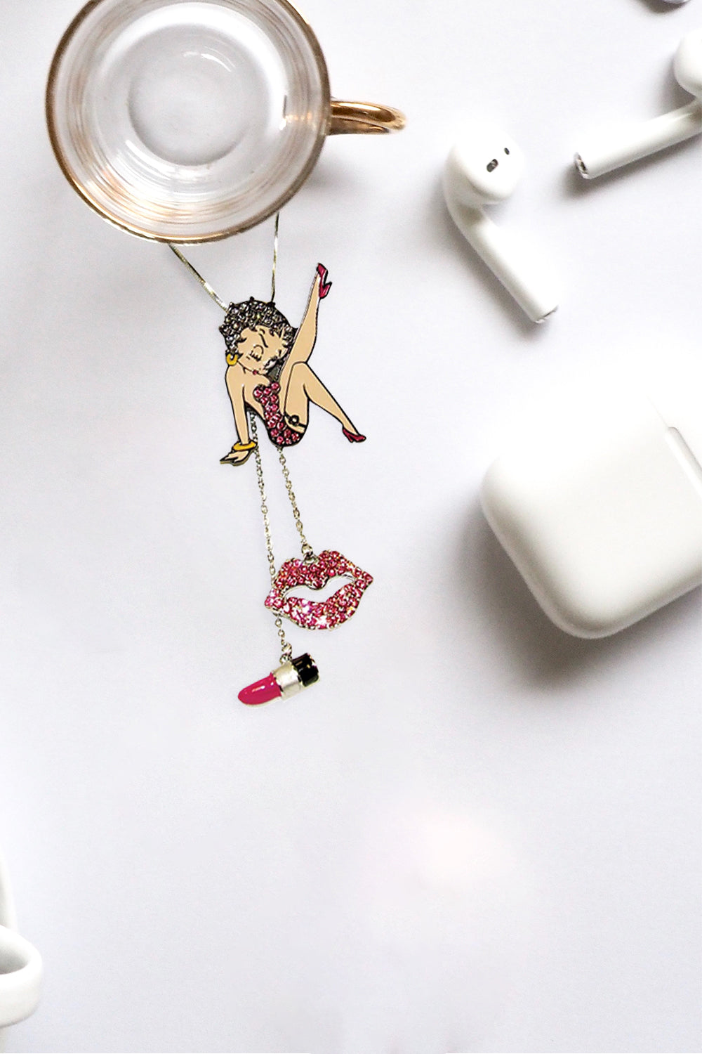 Betty Boop Stepping Out Charm with Austrian Crystals Necklace 42 cm