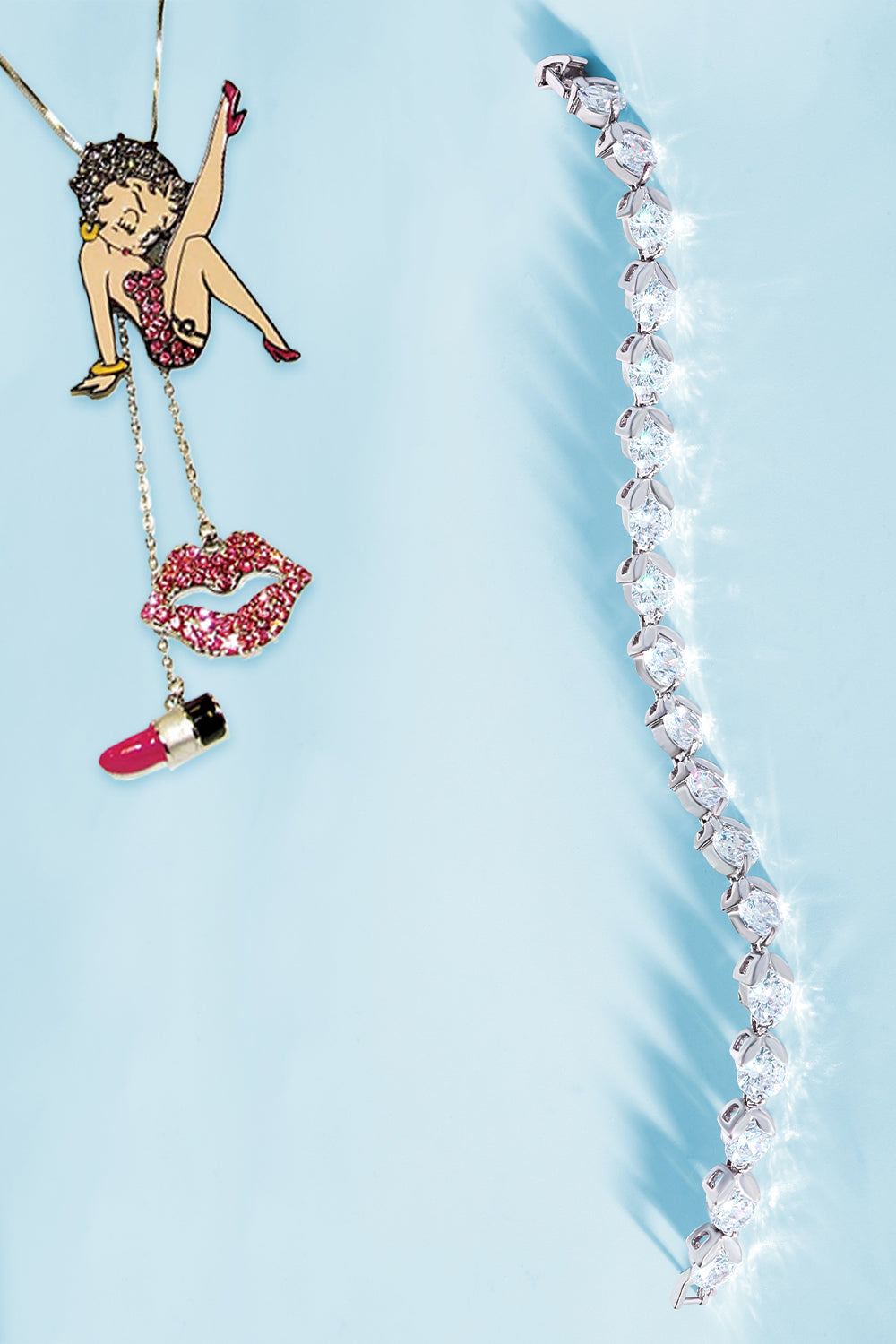 Betty Boop Stepping Out Charm with Austrian Crystals Necklace 42 cm