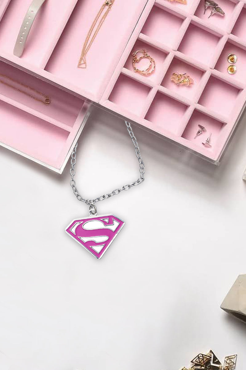 DC Comic Super girl Pink Pendant & Chain