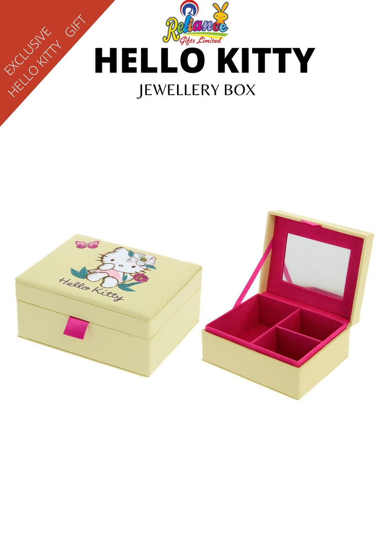  Hello Kitty - Vintage Bloom Jewellery Box is a lovely jewellery box with Kitty in a vintage look with flower and butterfly and a pink dress with Hello Kitty written at the bottom.  Exclusively Available at Reliance Gifts www.reliancegifts.co.uk