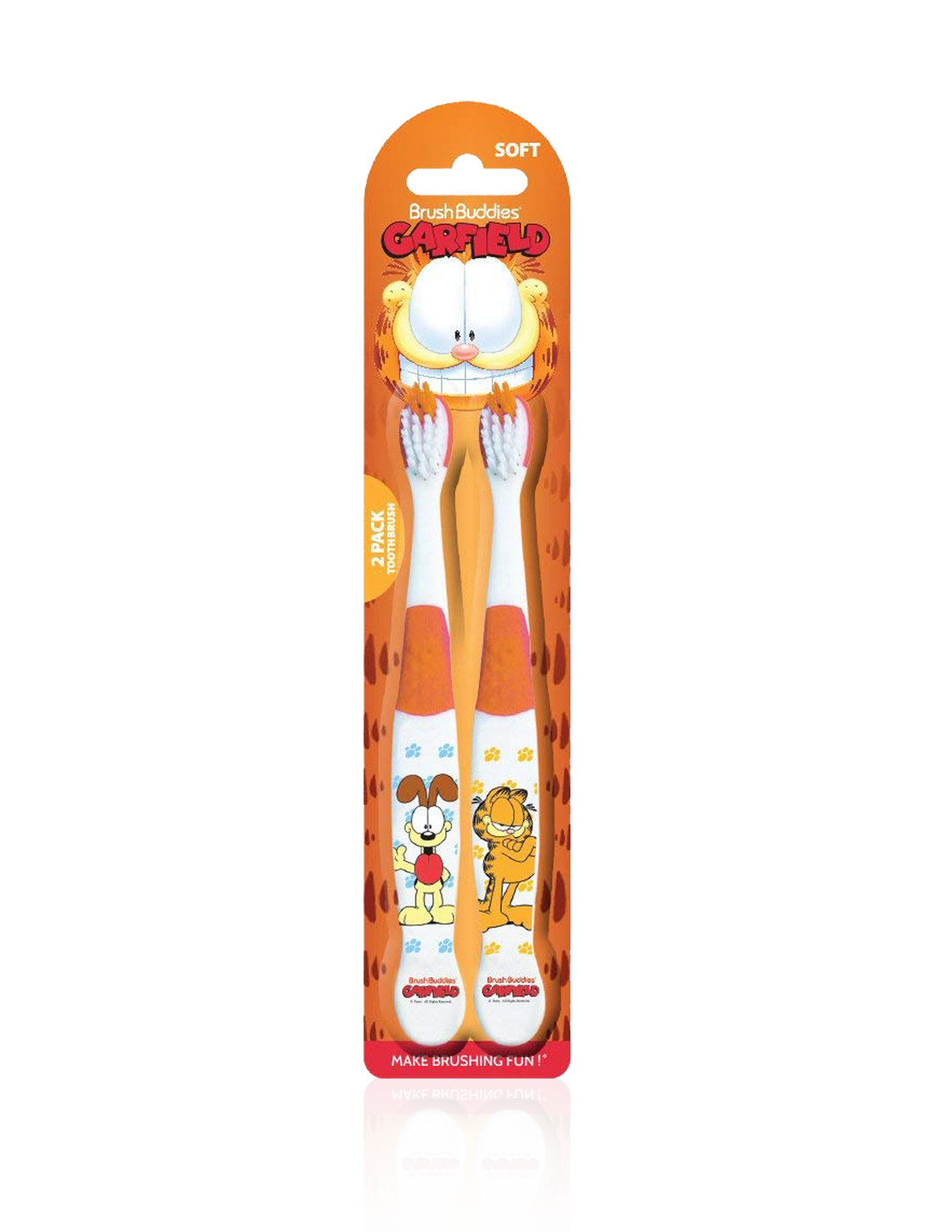 Garfield and Odie Toothbrush is designed with fun exclusive characters featuring Garfield and his friend Oddie .The brush head are rounded and can reach multiple positions, helping children to clean teeth more effectively .Exclusively Available at Reliance Gifts www.reliancegifts.co.uk