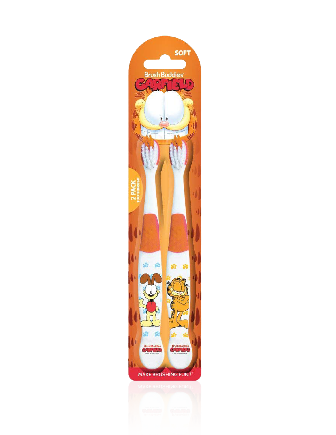 Garfield and Odie Toothbrush is designed with fun exclusive characters featuring Garfield and his friend Oddie .The brush head are rounded and can reach multiple positions, helping children to clean teeth more effectively .Exclusively Available at Reliance Gifts www.reliancegifts.co.uk