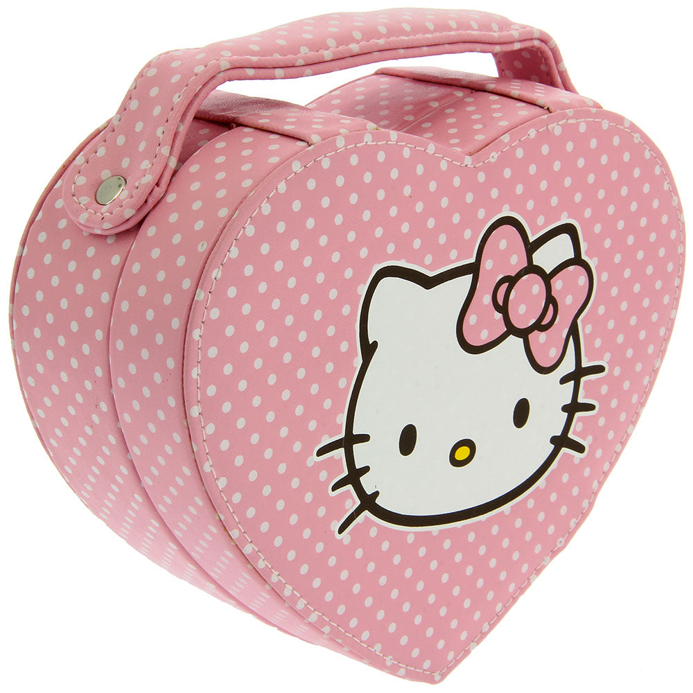 Hello Kitty Pink Heart Jewellery Box is a lovely heart shaped jewellery box featuring Kitty face on the pink polka dot box. It’s an ideal product for Hello Kitty fan. This lovely jewellery box has a lot of space inside.Exclusively Available at Reliance Gifts www.reliancegifts.co.uk