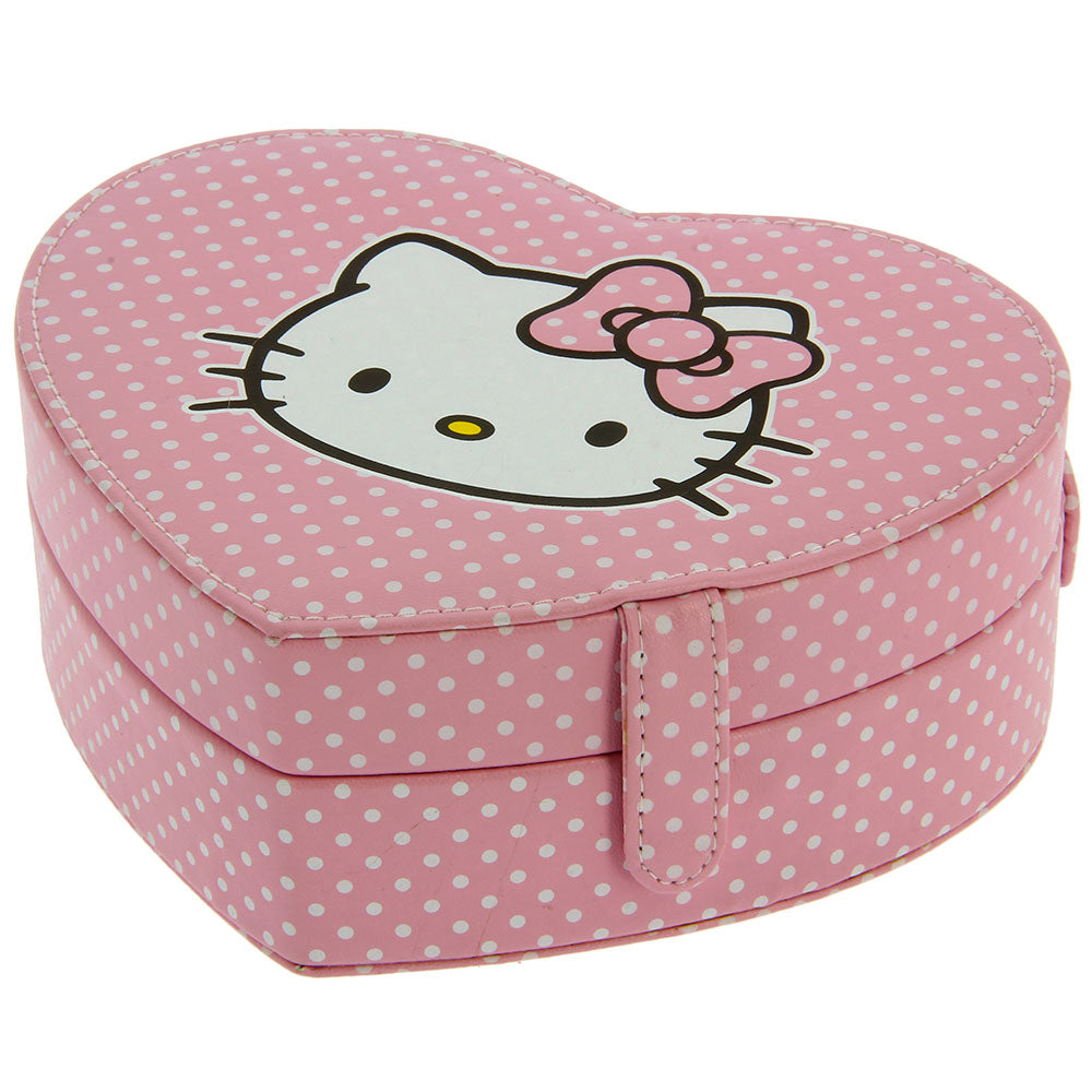 Hello Kitty Pink Heart Jewellery Box is a lovely heart shaped jewellery box featuring Kitty face on the pink polka dot box. It’s an ideal product for Hello Kitty fan. This lovely jewellery box has a lot of space inside.Exclusively Available at Reliance Gifts www.reliancegifts.co.uk