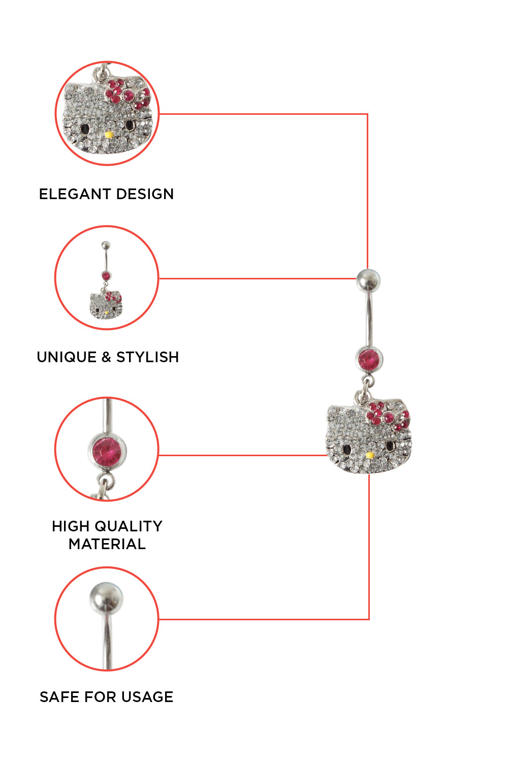 Hello Kitty Bling Belly Bar (Austrian Crystal)