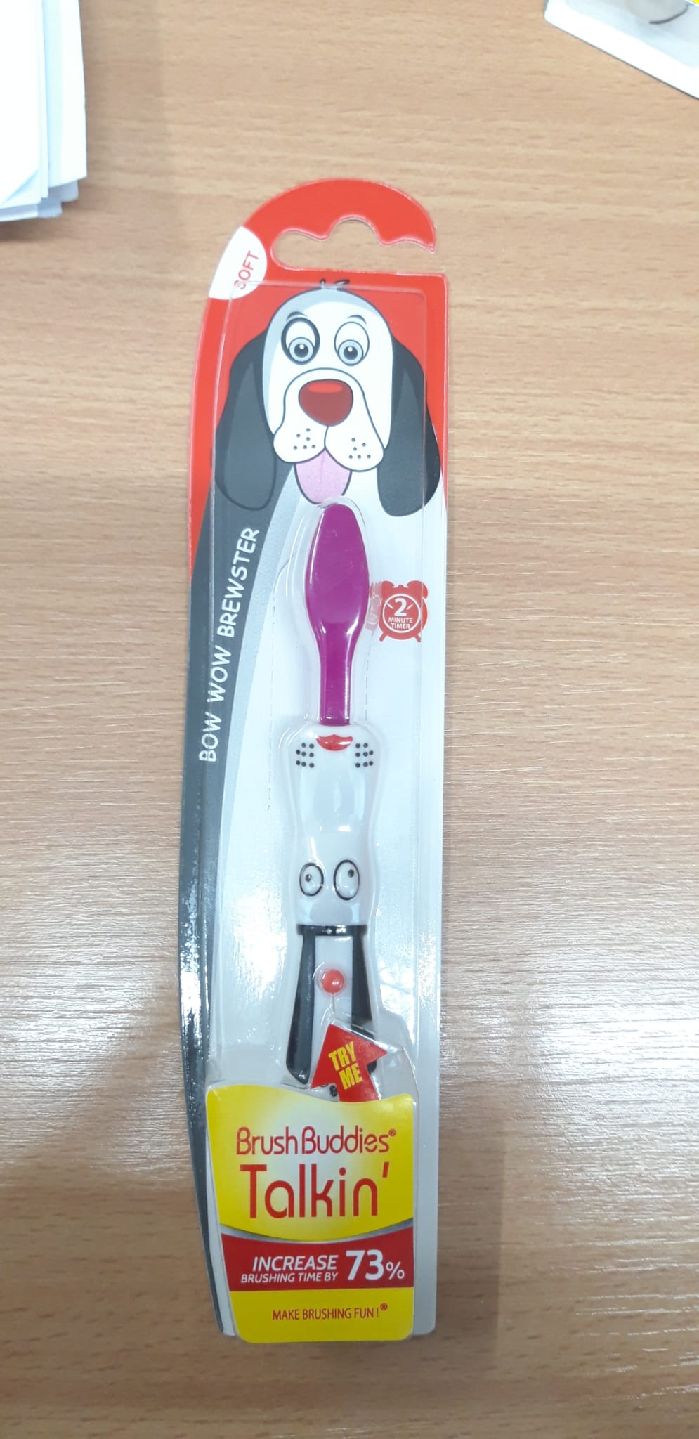 Brush Buddies Talkin Bow Wow Brewster (Dog) Toothbrush-Dark Pink