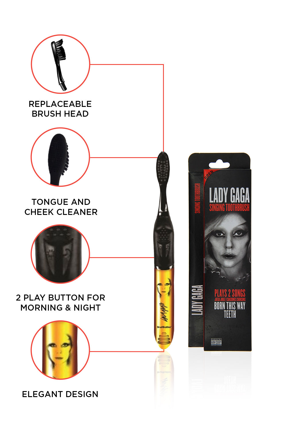 Brush Buddies Lady Gaga Singing Toothbrush (Born this way & Teeth)