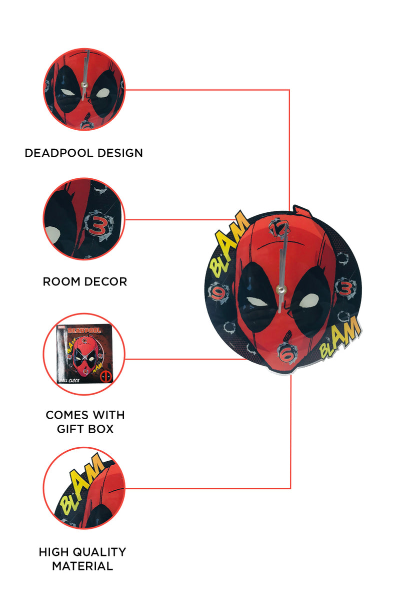 Marvel Deadpool Wall Clock - Acrylic