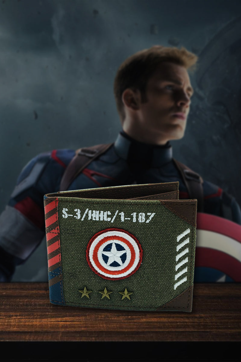 Marvel Captain America Vintage Military Army Zip Top Canvas Wallet