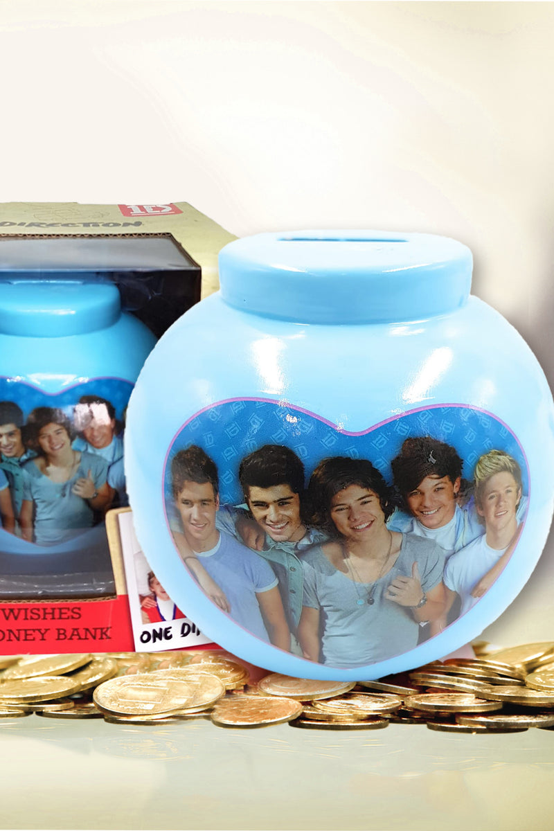 One Direction Red and Blue Ceramic Money Pot