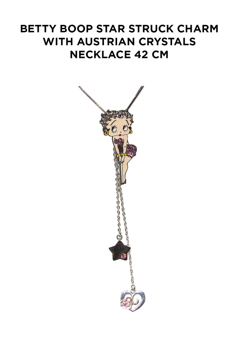 Betty Boop Star Struck Charm with Austrian Crystals Necklace 42 cm