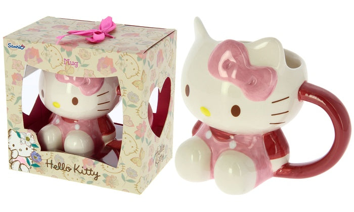 Hello Kitty 3D Ceramic Mug is a beautiful mug with Hello Kitty body designed on the mug the front has hello Kitty in sitting position design in a pink dress and bow with white face and prominent legs, hands and tail. Exclusively Available at Reliance Gifts www.reliancegifts.co.uk