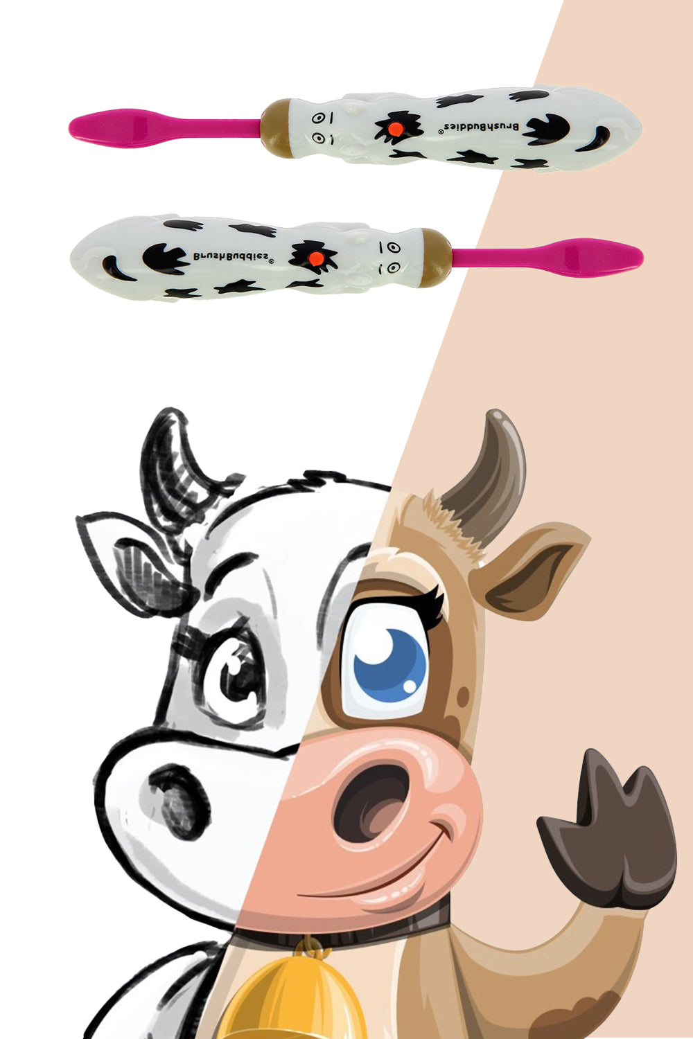 Brush Buddies Talkin Moo Reece (Cow)Toothbrush -Pink