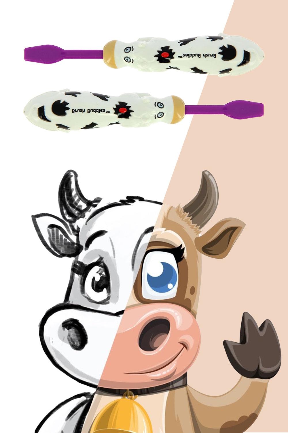 Brush Buddies Talkin Moo Reece (Cow)Toothbrush -Purple