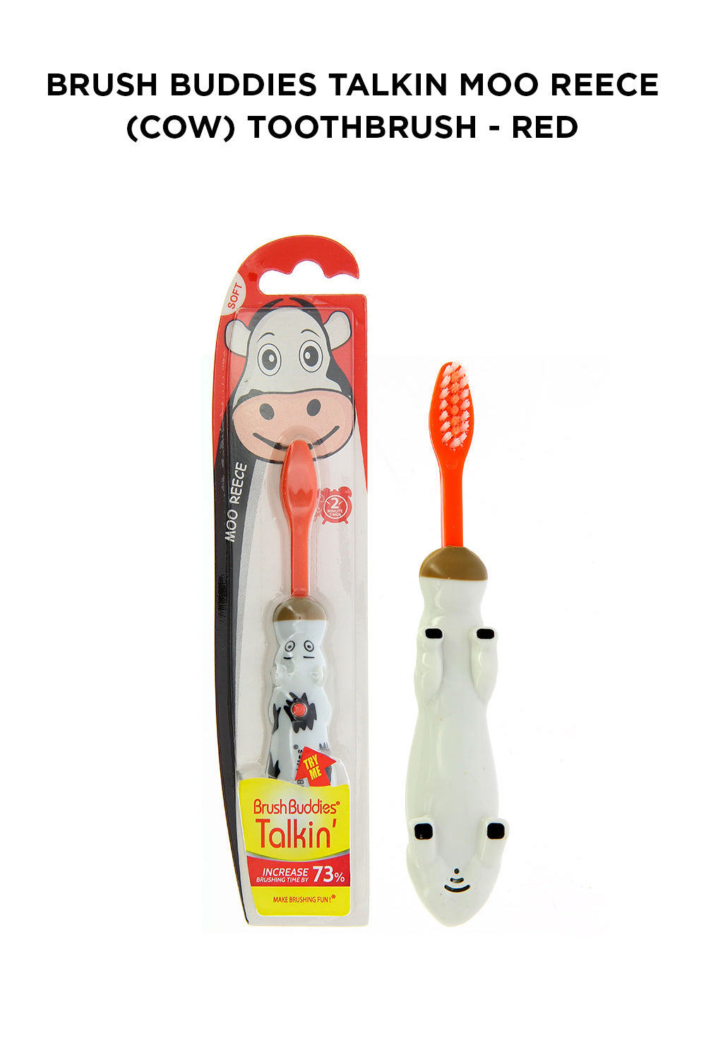 Brush Buddies Talkin Moo Reece (Cow)Toothbrush -Red