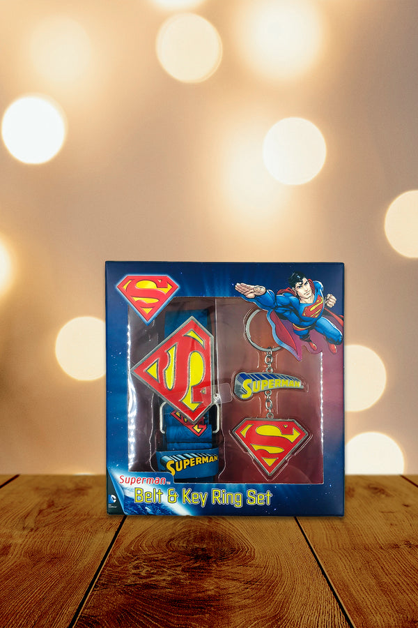 DC Superman Belt & Key Ring Gift Set