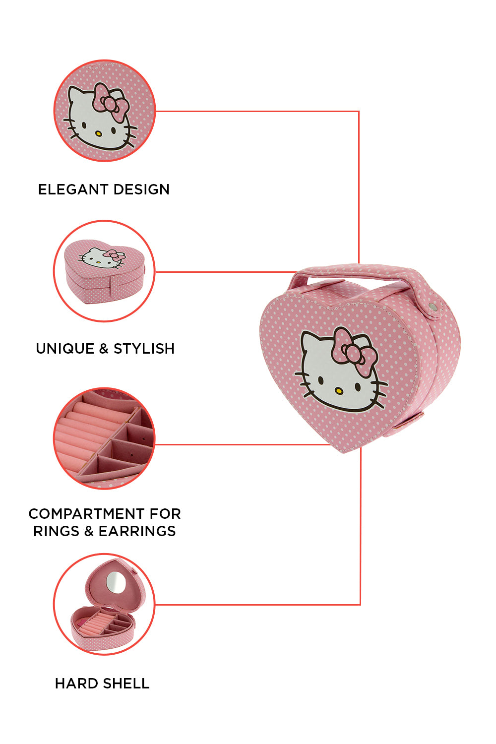 Hello Kitty Pink Heart Jewellery Box