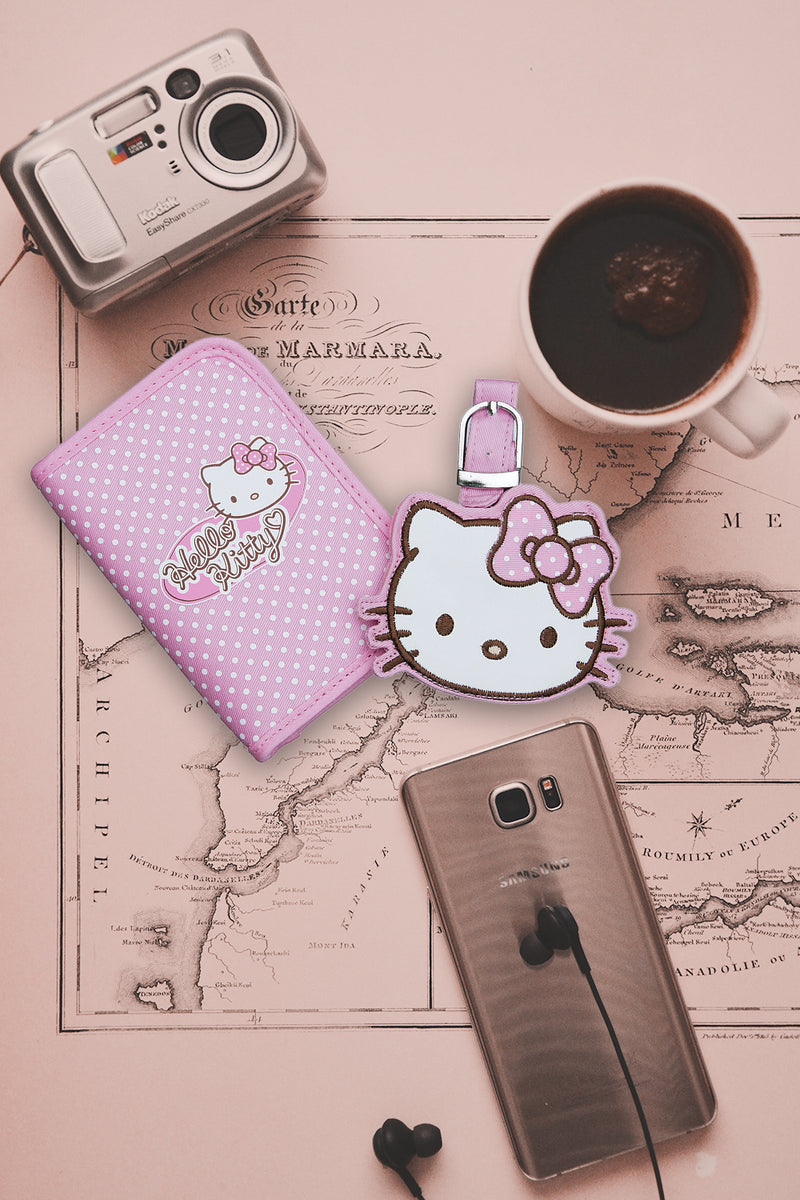 Hello Kitty Pink Passport Holder and Luggage Tag Set With Gift Box
