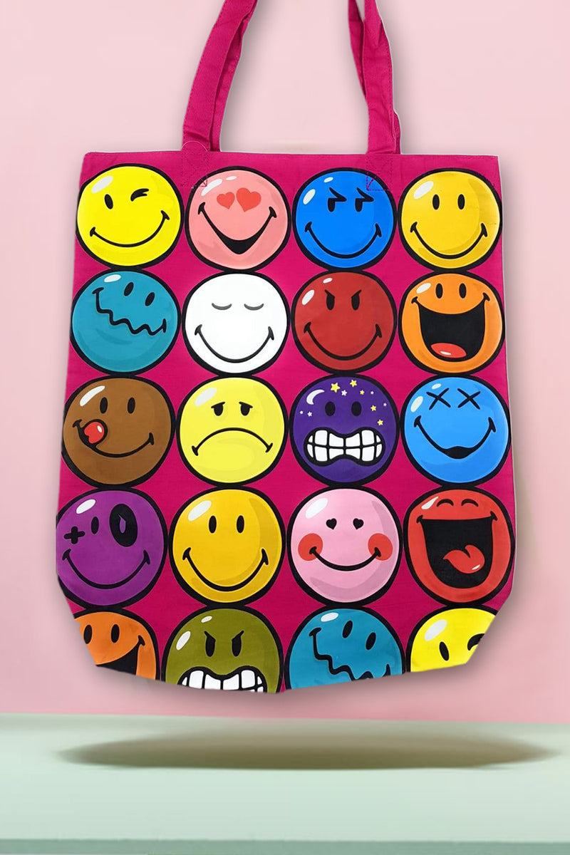 Smiley Pink  Multi-face Tote Bag