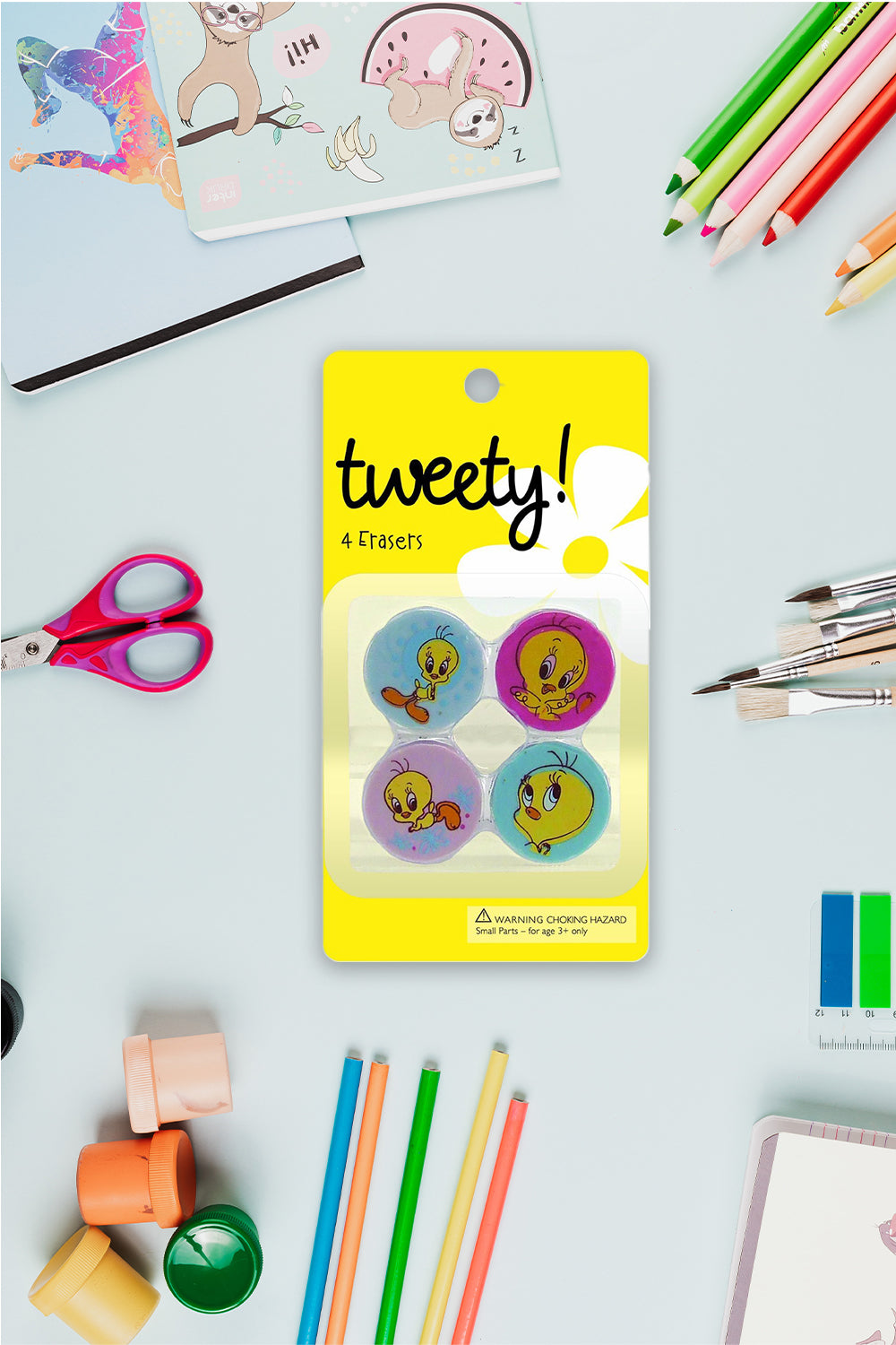 Tweety 4 pack eraser Set