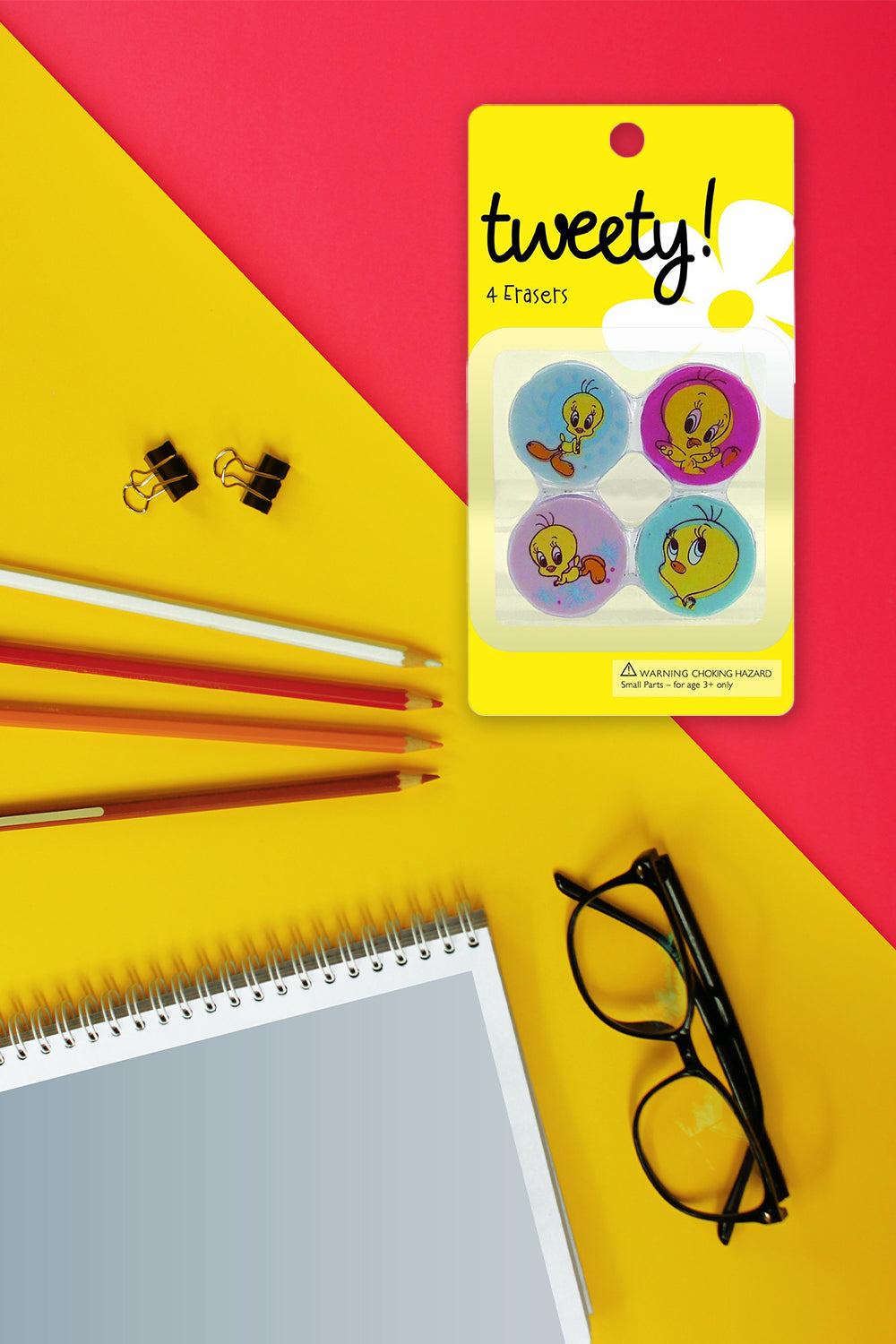 Tweety 4 pack eraser Set